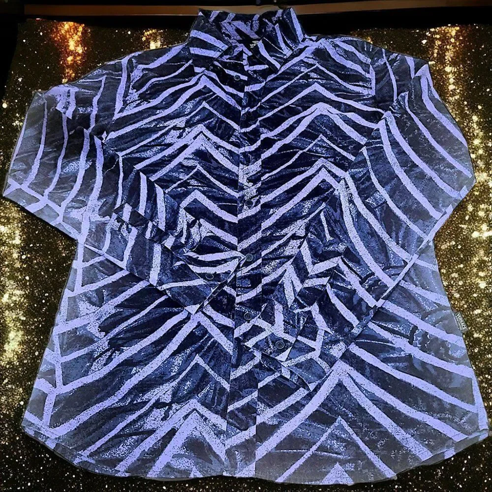 Versace Jeans Couture purple black Abstract chevron button up casual shirt